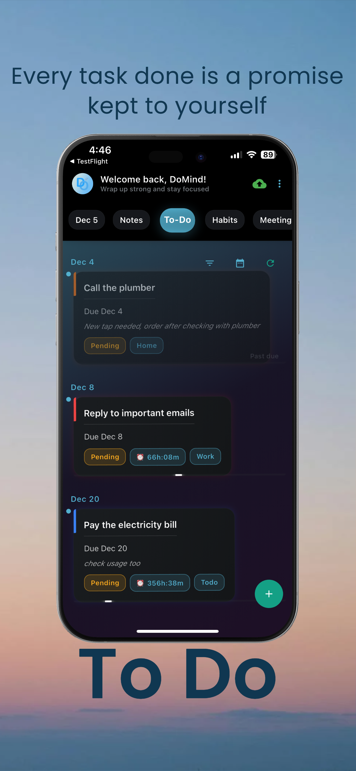 DoMind To-Do - Every task done is a promise kept to yourself